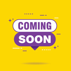 simple coming soon text design, coming soon sign isolated on yellow background