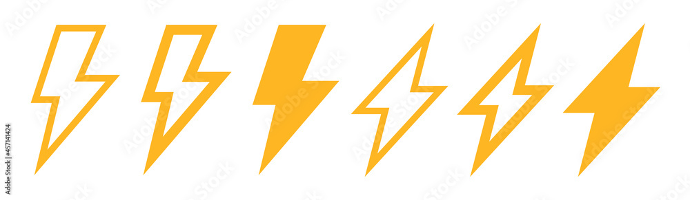Poster Lightning bolt vector icons set.