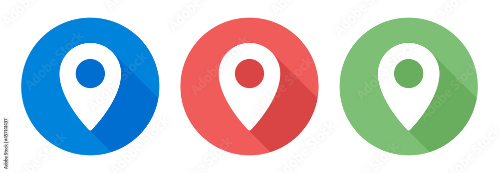 Aufkleber Location pin icon. Map marker pointer icon set. GPS location symbol on shadow button