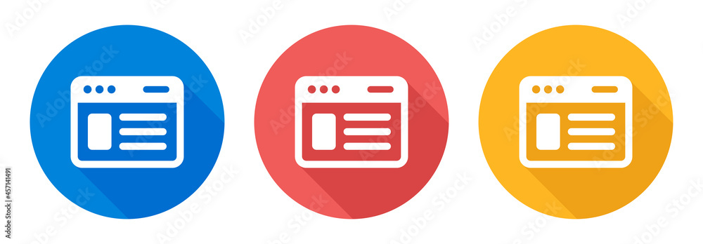 Aufkleber website icon. web page icon on shadow button. vector illustration