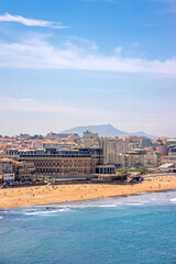 Panorama of Miramar beach and the Basque city of Biarritz - obrazy, fototapety, plakaty