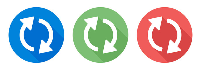 Refresh icon. Arrow rotation circle on color button.