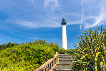 Biarritz lighthouse on a summer day in France - obrazy, fototapety, plakaty