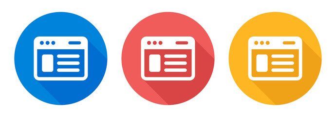 Website icon. Web page icon on shadow button. Vector illustration