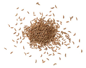 dried caraway seeds isolated on white, top view