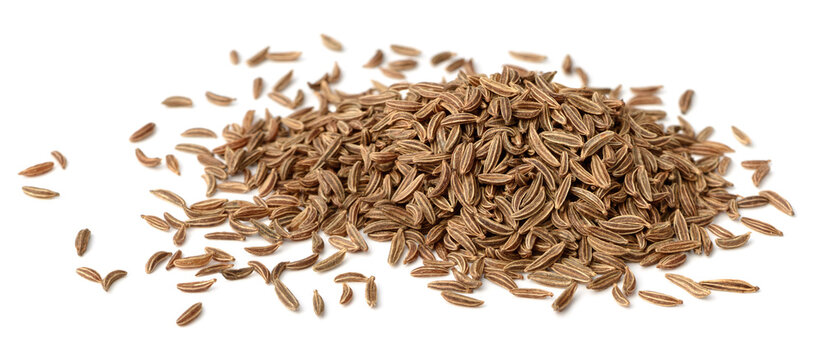 dried caraway seeds isolated on white