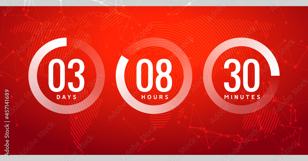 Aufkleber time countdown clock timer circle number. stopwatch vector count counter digital ui modern timer