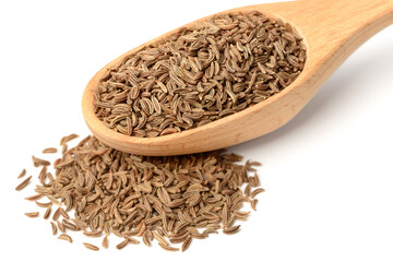 dried caraway seeds isolated on white