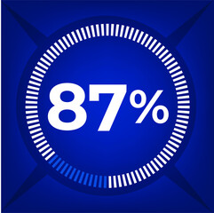 87 percent count on dark blue background
