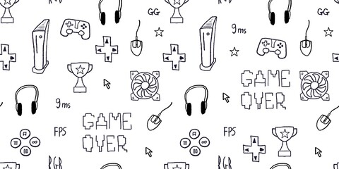 Seamless video game doodle pattern © Tupungato