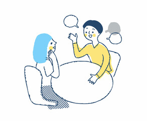 楽しそうにおしゃべりをする女性2人