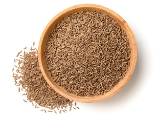 dried caraway seeds isolated on white, top view