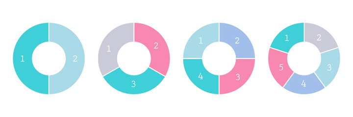 Presentation business colorful infographic templates with 2, 3, 4, 5 parts. Vector illustration isolated on white