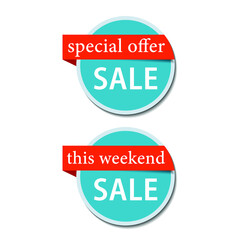 Sale round banner set, circle special offer tag collection.Vector illustration