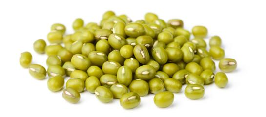 raw mung beans isolated on the white background