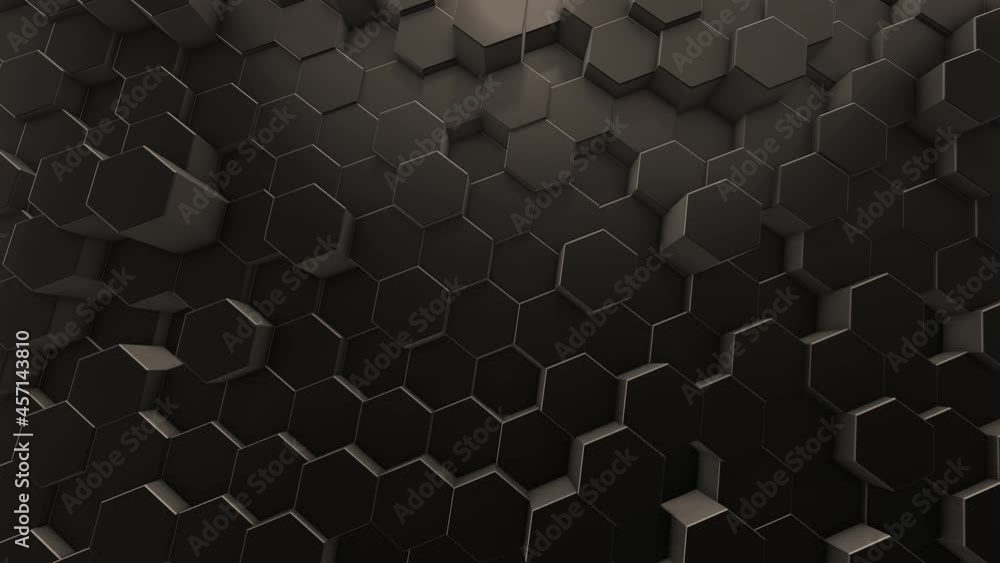 Poster a 3d abstract hexagon geometry background in black