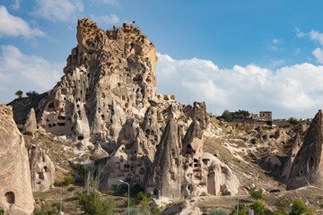 Cappadocia, Turkey - September 1, 2021 – Impressive nature by chimney rock formations and rock...