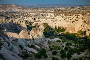 Cappadocia, Turkey - September 1, 2021 – Impressive nature by chimney rock formations and rock...