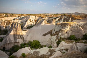 Cappadocia, Turkey - September 1, 2021 – Impressive nature by chimney rock formations and rock...