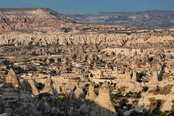 Cappadocia, Turkey - September 1, 2021 – Impressive nature by chimney rock formations and rock...