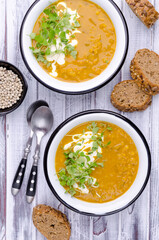 Thick soup with lentils and vegetables