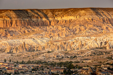 Cappadocia, Turkey - September 1, 2021 – Impressive nature by chimney rock formations and rock...
