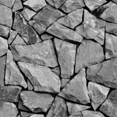 Seamless sandstone texture. Black and white stone wall background