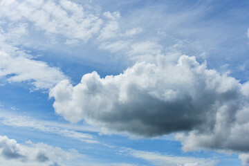 Beautiful white clouds on blue sky background.