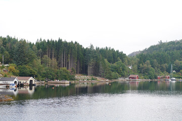 Vista del fiordo noruego desde el barco