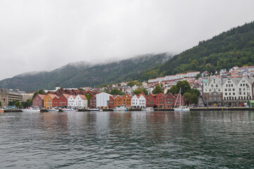 Vista de las calles del casco antiguo de Bergen, Noruega