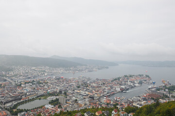 Vista aérea de Bergen, Noruega