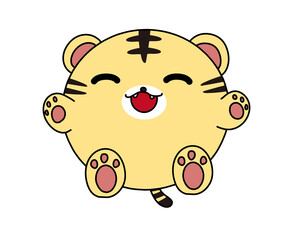 笑顔のまんまるなトラのイラスト