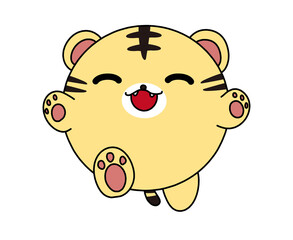 笑顔のまんまるなトラのイラスト