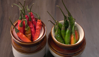 Fresh Red and Green hot chilli peppers.