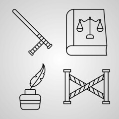 Justice and Law Symbol Collection On White background Justice and Law Outline Icons