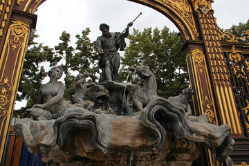 neptune fountain at stanislas square in nancy in lorraine (france)  © frdric