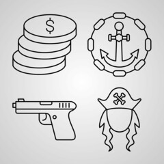 Simple Icon Set of Pirate Related Line Icons