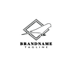bird logo cartoon icon design style black isolated vector illustration