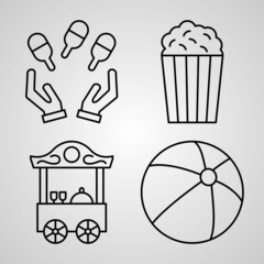 Outline Circus Icons isolated on White Background