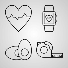 Outline Gym Icons isolated on White Background