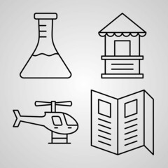 Outline Ski Resort Icons isolated on White Background