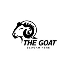 goat logo design modern illustration,head goat logo or sheep logo,vector template,black and white logo