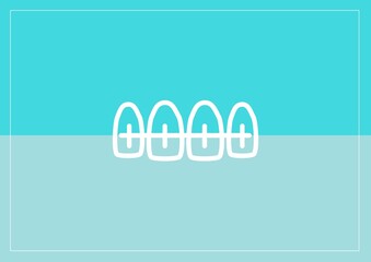 Digitally generated image of teeth with braces icon against dual tone blue background