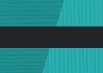 Digitally generated image of black banner with copy space against striped blue background