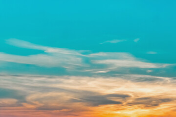 Obraz premium Sunset. Landscape with blue sky background and clouds texture in the evening