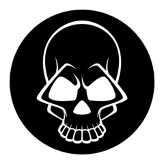 Black and white human skull icon. Symbol or emblem for logo or tattoo.