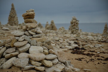 Field of pyramids built on the seashore on the island of Re