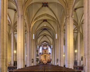 Fototapeta na wymiar Interior of Church of St. Severus in Erfurt, Germany. Construction on the present church building began in the 1270s. It was consecrated in 1308.