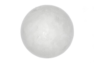 ice ball, frozen glass globe isolated on white background