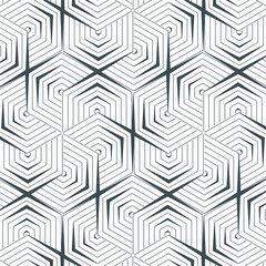 Geometric vector pattern, repeating stripe linear hexagon shape. Pattern is clean for fabric, wallpaper and printing. Pattern is on swatches panel.